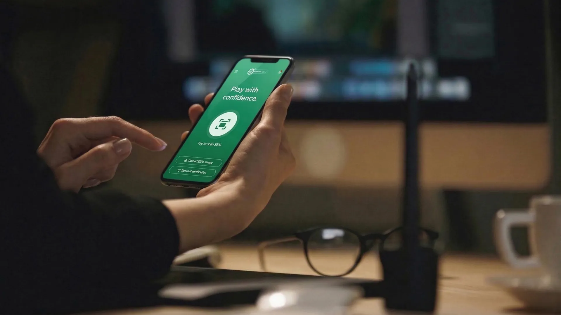 kvinna som använder GameCheck-appen